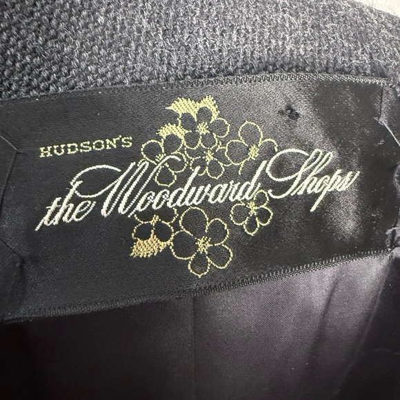VTG Hudson’s Woodward Shops Brynwood Gray Coat Women’s Rose Buttons 3/4 Sleeves - Picture 5 of 7